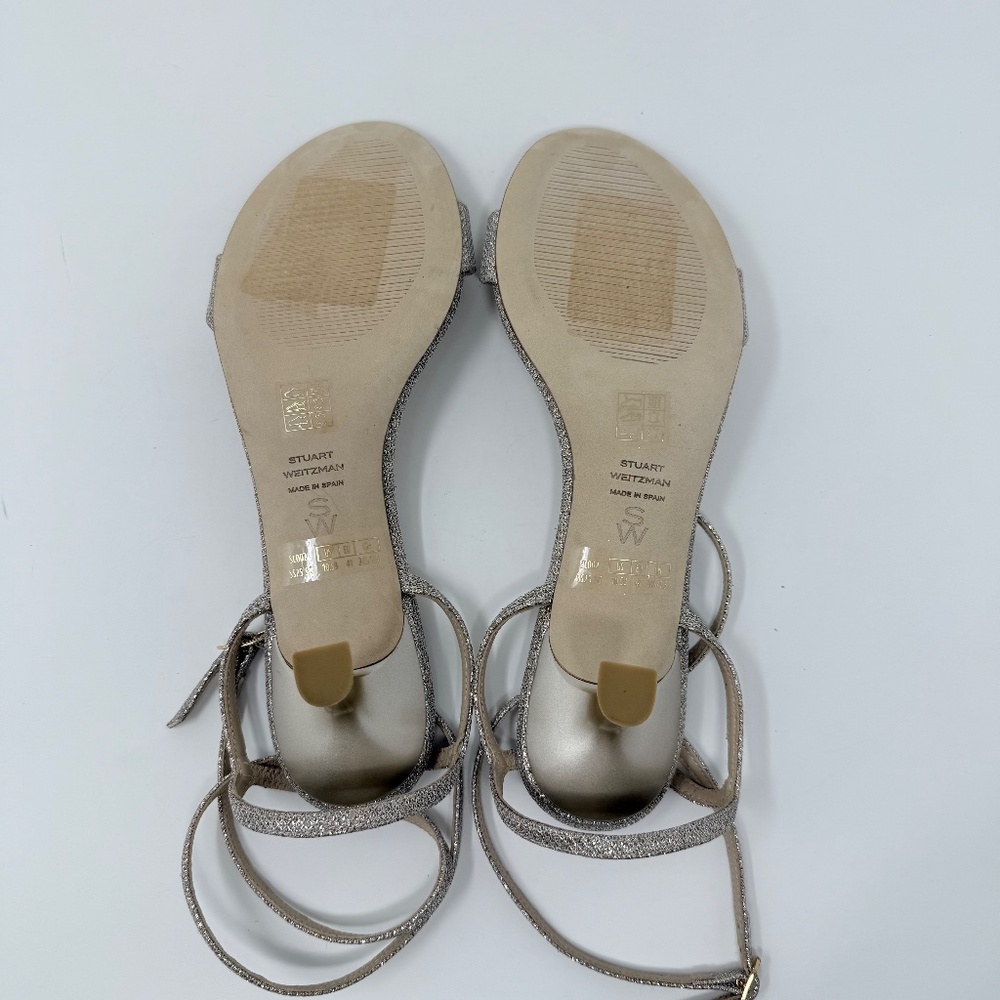New Stuart Weitzman Women's Nudist 50 Wrap Sandals In Poudre Sz 10.5 - Picture 14 of 15
